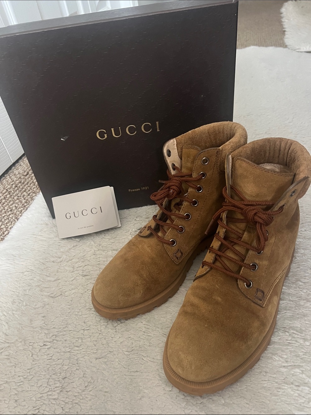 Women’s Gucci Camden Softy Suede Lace-Up Boots